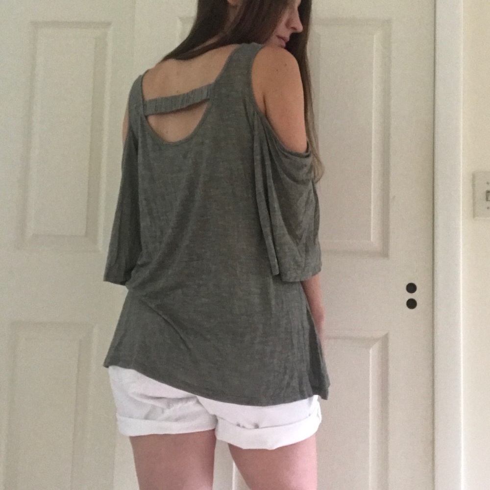 Sage cold shoulder top